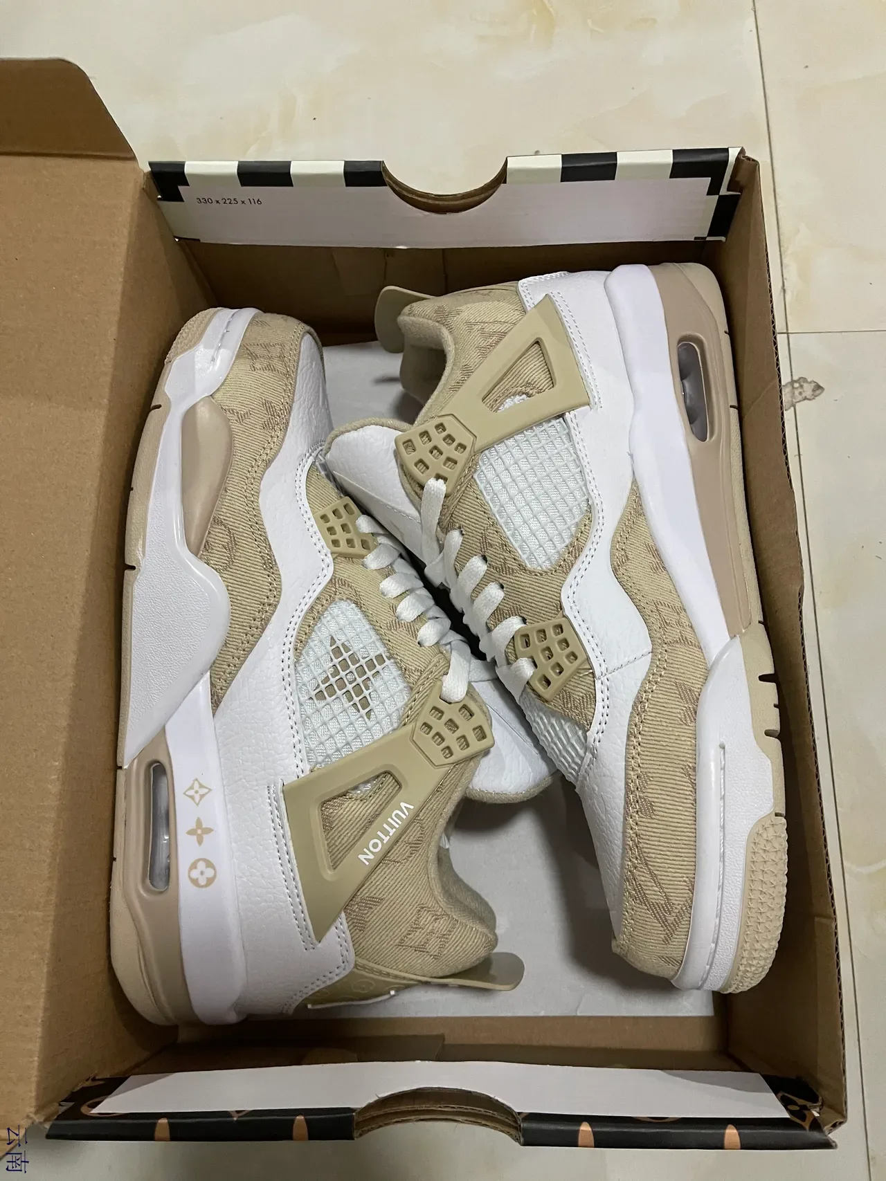 Louis Vuitton Beige White Monogram Jacquard Leather Lifestyle Sneakers 7
