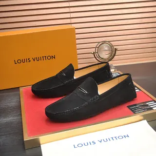 Louis Vuitton 黑色 米色 麂皮 鞋面 便士 造型 乐福鞋