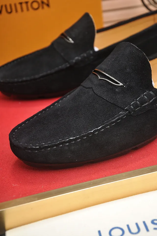 Louis Vuitton Black Beige Suede Upper Penny Silhouette Loafer 2