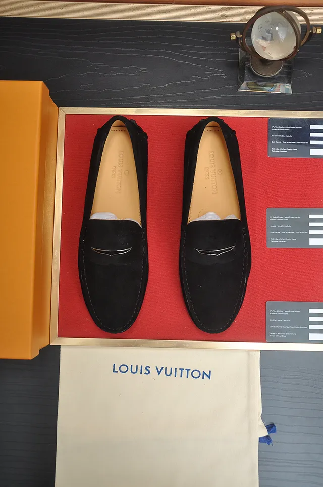 Louis Vuitton Black Beige Suede Upper Penny Silhouette Loafer 5