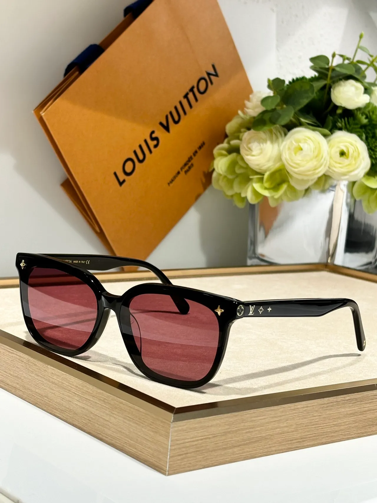 Louis Vuitton Black Blue Rectangular Acetate Frame Gradient Lenses Sunglasses 9