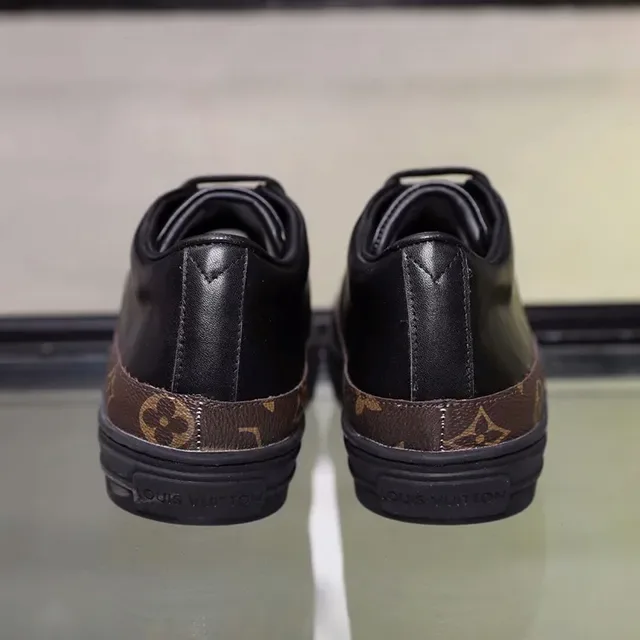 Louis Vuitton Black Brown Monogram Stripe Leather Upper Lifestyle Sneakers 2