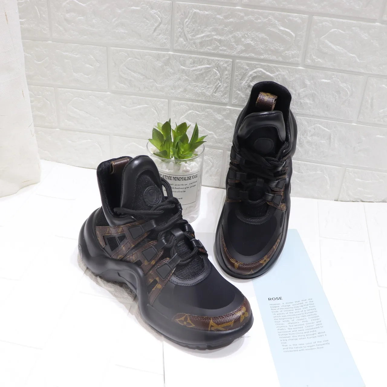 Louis Vuitton Black Brown Sculpted Sole Monogram Leather Overlays Chunky Sneakers 2