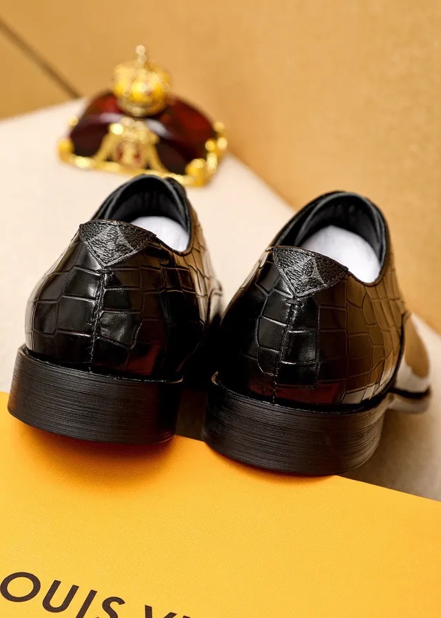 Louis Vuitton Chaussures Oxford en Cuir Patenté Embout Cap Noir 6