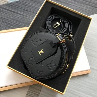 Louis Vuitton Black Gold Circular Embossed Monogram Saddle Bag