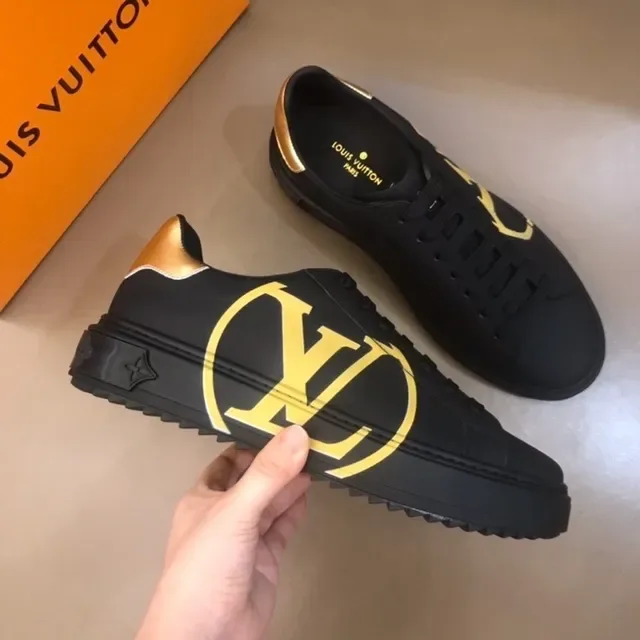 Louis Vuitton Black Gold Low-Top Monogram-Print Lifestyle Sneakers 4