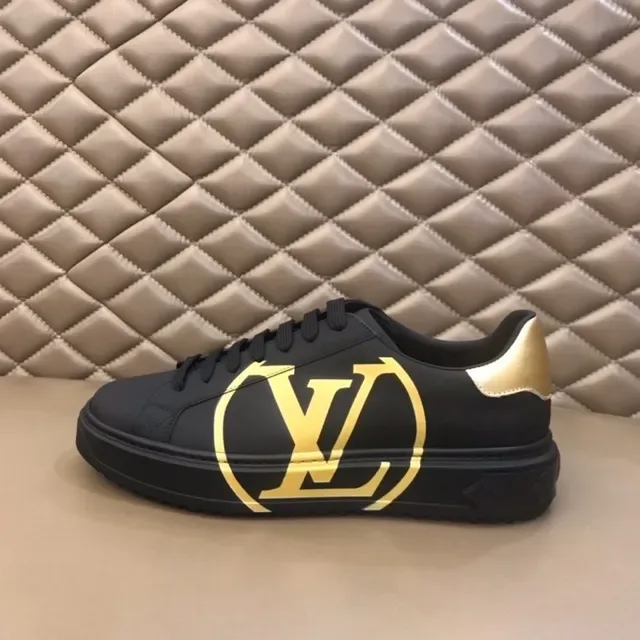 Louis Vuitton Black Gold Low-Top Monogram-Print Lifestyle Sneakers 5