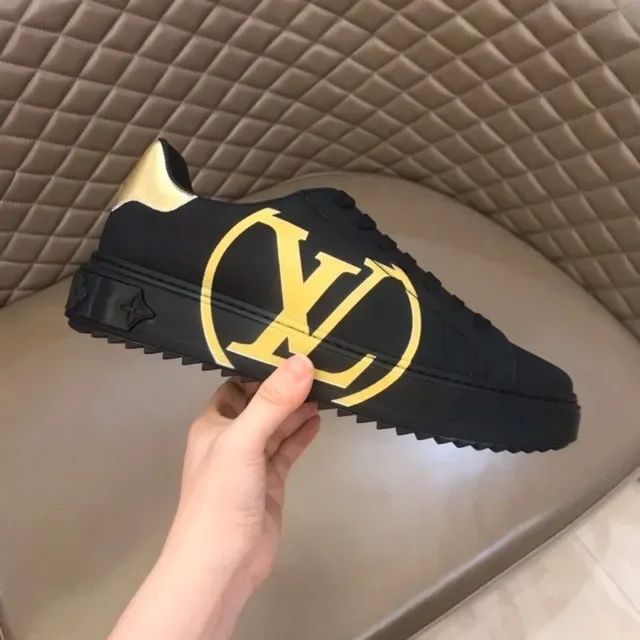 Louis Vuitton Black Gold Low-Top Monogram-Print Lifestyle Sneakers 6