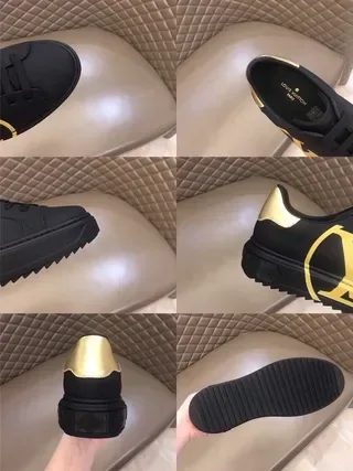 Louis Vuitton Black Gold Low-Top Monogram-Print Lifestyle Sneakers 7