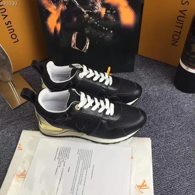 Louis Vuitton Black Gold Mesh And Synthetic Upper White Laces Lifestyle Sneakers 5