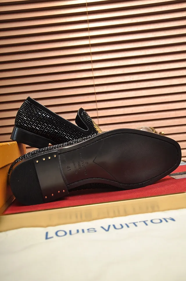 Louis Vuitton Black Gold Woven Upper Embroidered Shield Emblem Loafer 3