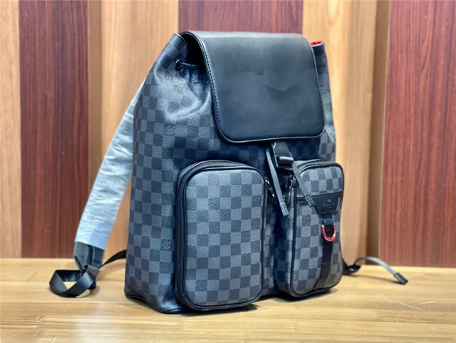Louis Vuitton Black Gray Damier Graphite Canvas Leather Flap Casual Backpack 9