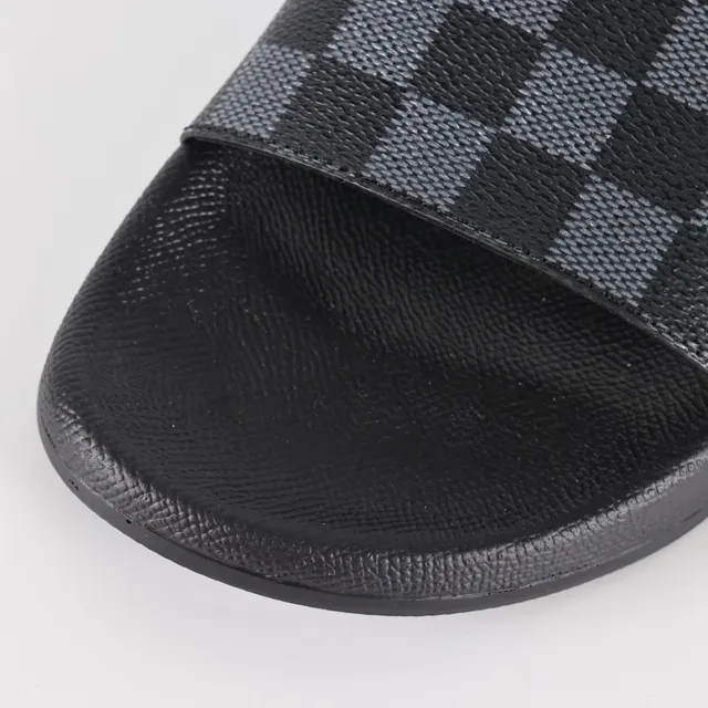 Louis Vuitton Black Gray Damier Graphite Checkerboard Strap Molded Rubber Sole Slippers 5