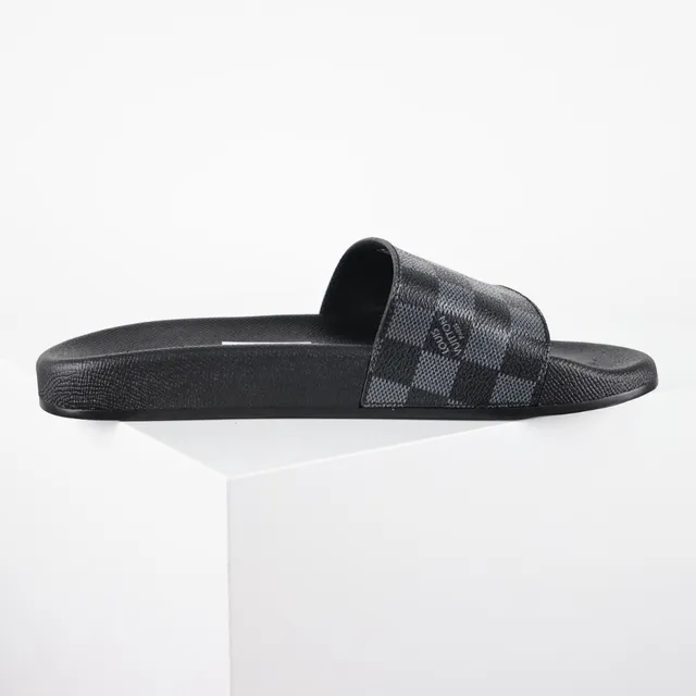 Louis Vuitton Black Gray Damier Graphite Checkerboard Strap Molded Rubber Sole Slippers 7