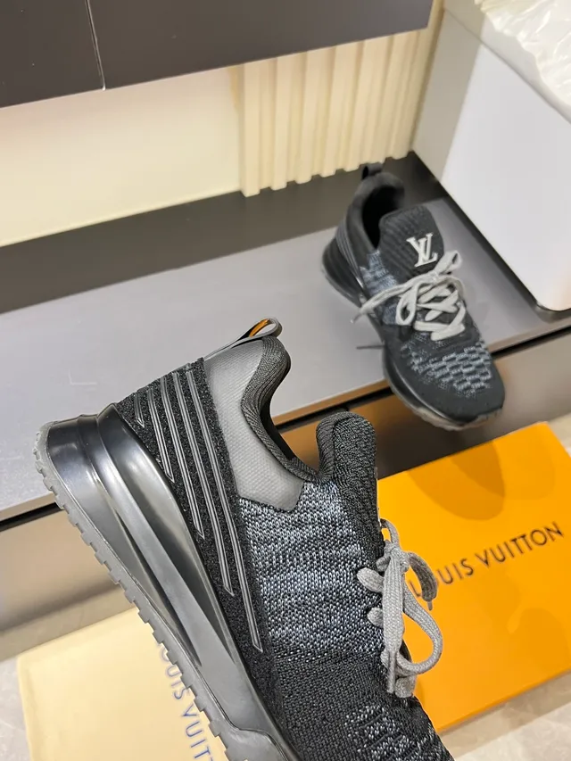Louis Vuitton Black Gray Knit Upper Sculpted Midsole Lifestyle Sneakers 3
