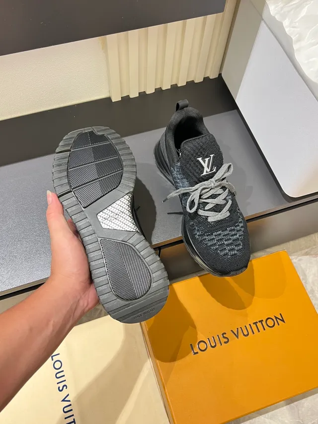 Louis Vuitton Black Gray Knit Upper Sculpted Midsole Lifestyle Sneakers 4