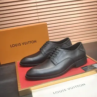Louis Vuitton Black Leather Cap Toe Oxford Shoes