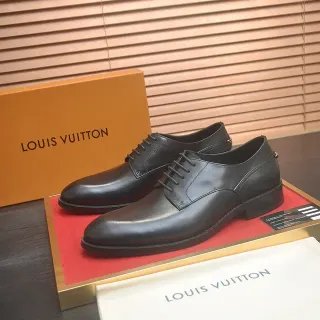 Louis Vuitton Black Leather Cap Toe Oxford Shoes