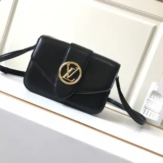 Louis Vuitton Black Leather Flap Crossbody Bag