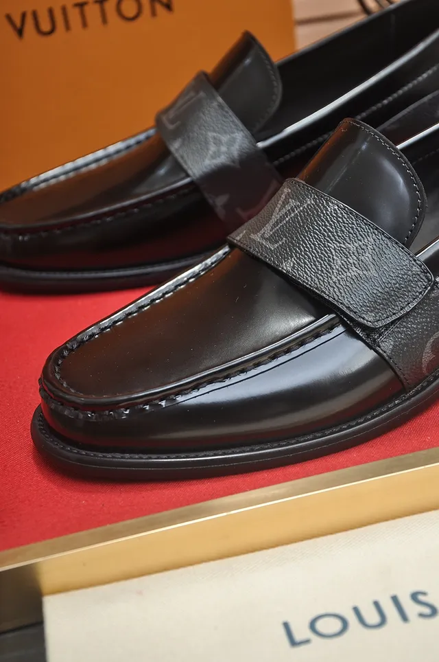 Louis Vuitton Black Monogram Canvas Patent Leather Toe Cap Loafer 2