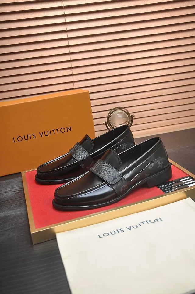 Louis Vuitton Black Monogram Canvas Patent Leather Toe Cap Loafer 4