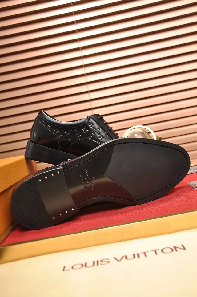 Louis Vuitton Black Monogram-Embossed Brogue Oxford Shoes 4