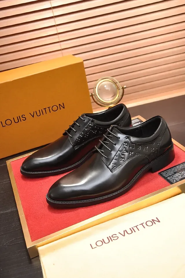 Louis Vuitton Black Monogram-Embossed Brogue Oxford Shoes 5