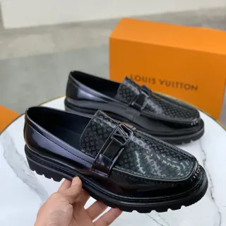 Louis Vuitton Black Patent Leather Monogrammed Vamp Loafer