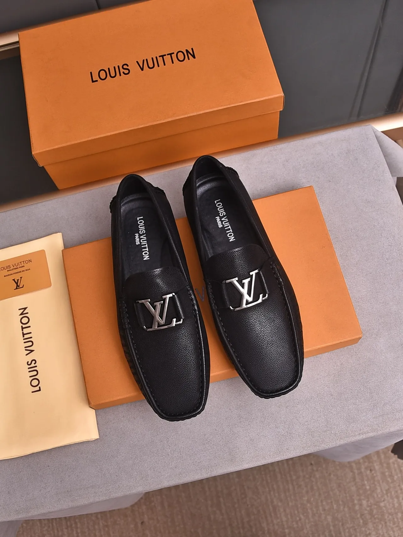 Louis Vuitton Black Pebbled Leather Buckle Loafer 3