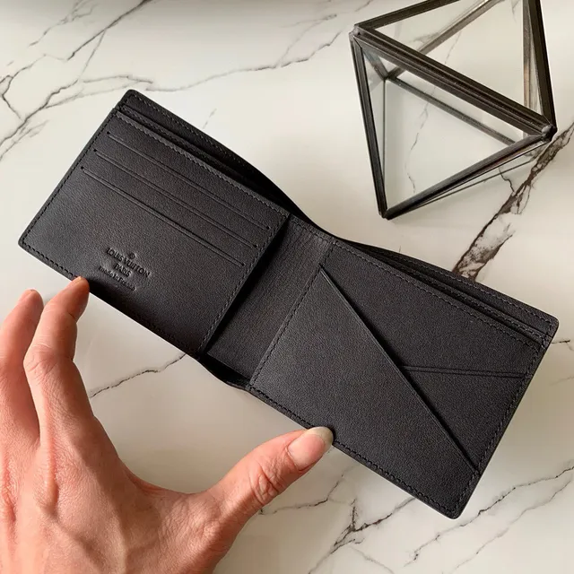 Louis Vuitton Black Pebbled Leather Embossed Monogram Short Wallet 4