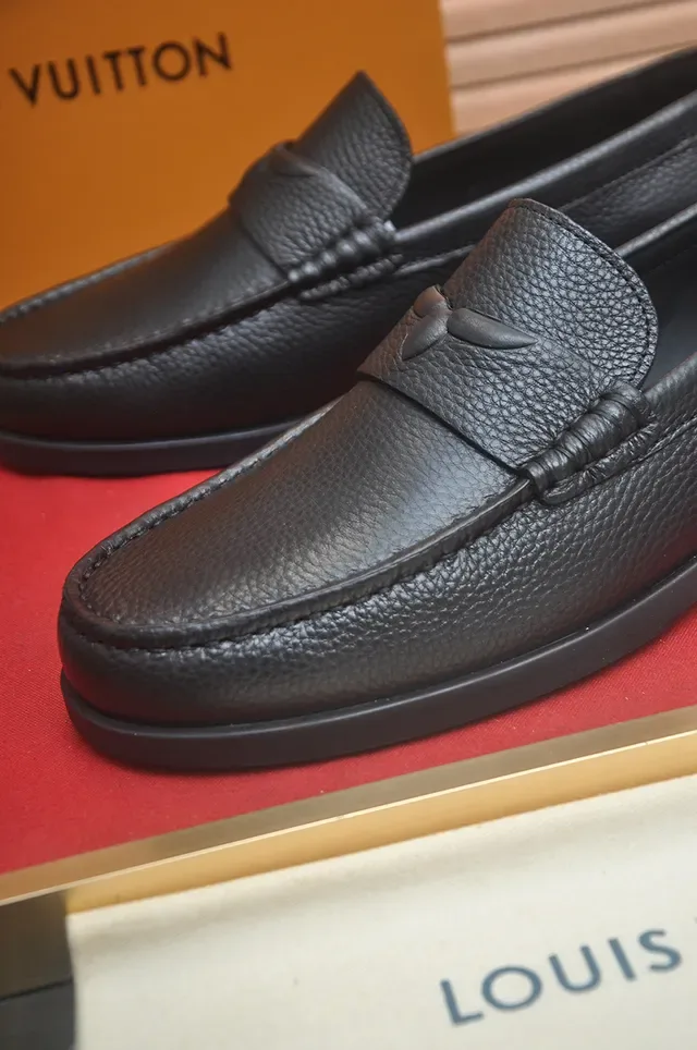 Louis Vuitton Black Pebbled Leather Penny Strap Loafer 2