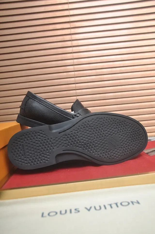 Louis Vuitton Black Pebbled Leather Penny Strap Loafer 3