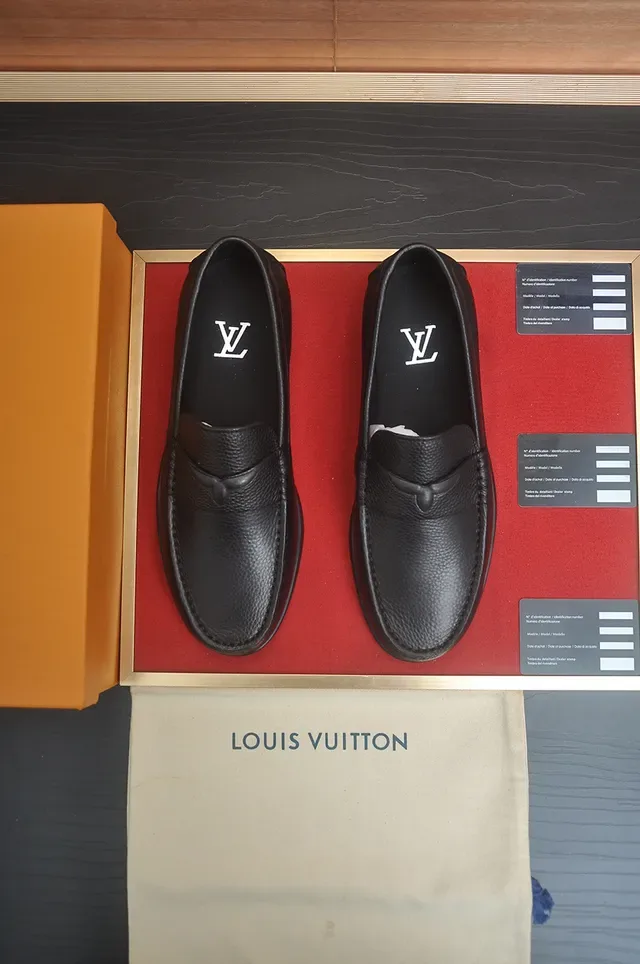 Louis Vuitton Black Pebbled Leather Penny Strap Loafer 5