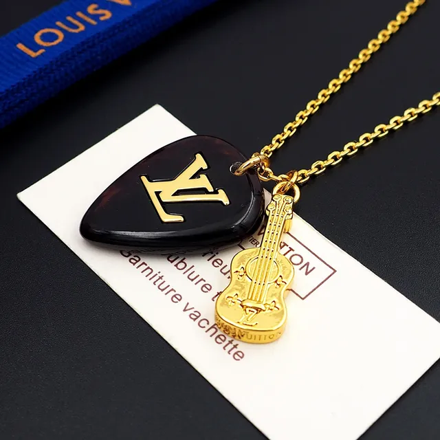 Louis Vuitton Black Resin Guitar Pick and Mini Guitar Charm Necklace 2