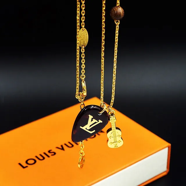 Louis Vuitton Black Resin Guitar Pick and Mini Guitar Charm Necklace 7