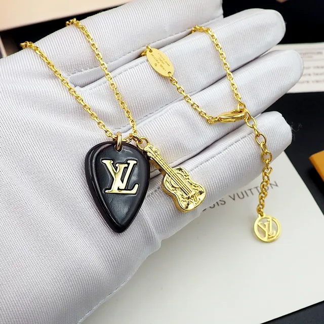 Louis Vuitton Black Resin Guitar Pick and Mini Guitar Charm Necklace 8