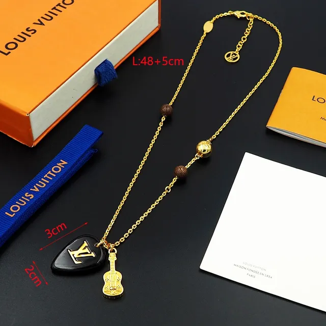 Louis Vuitton Black Resin Guitar Pick and Mini Guitar Charm Necklace 9