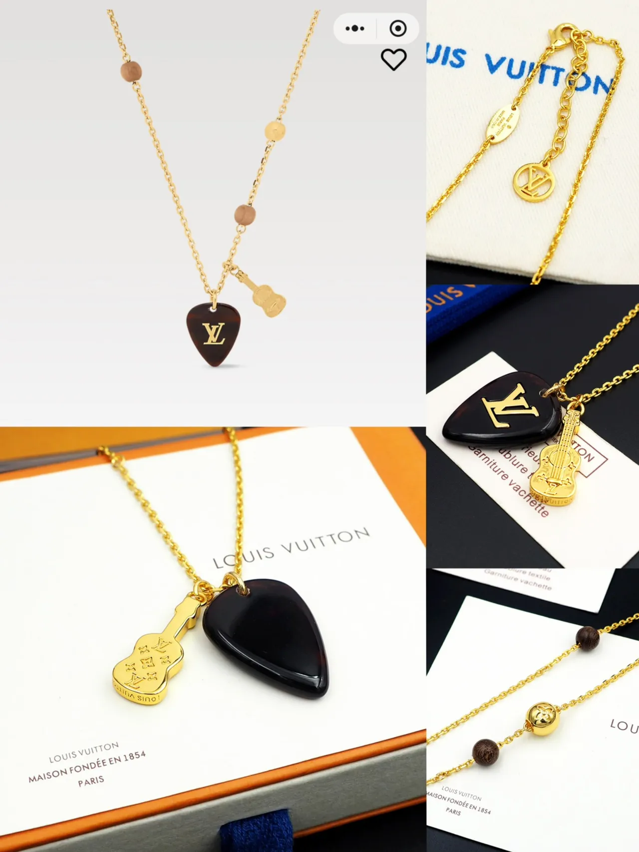 Louis Vuitton Black Resin Guitar Pick and Mini Guitar Charm Necklace 11
