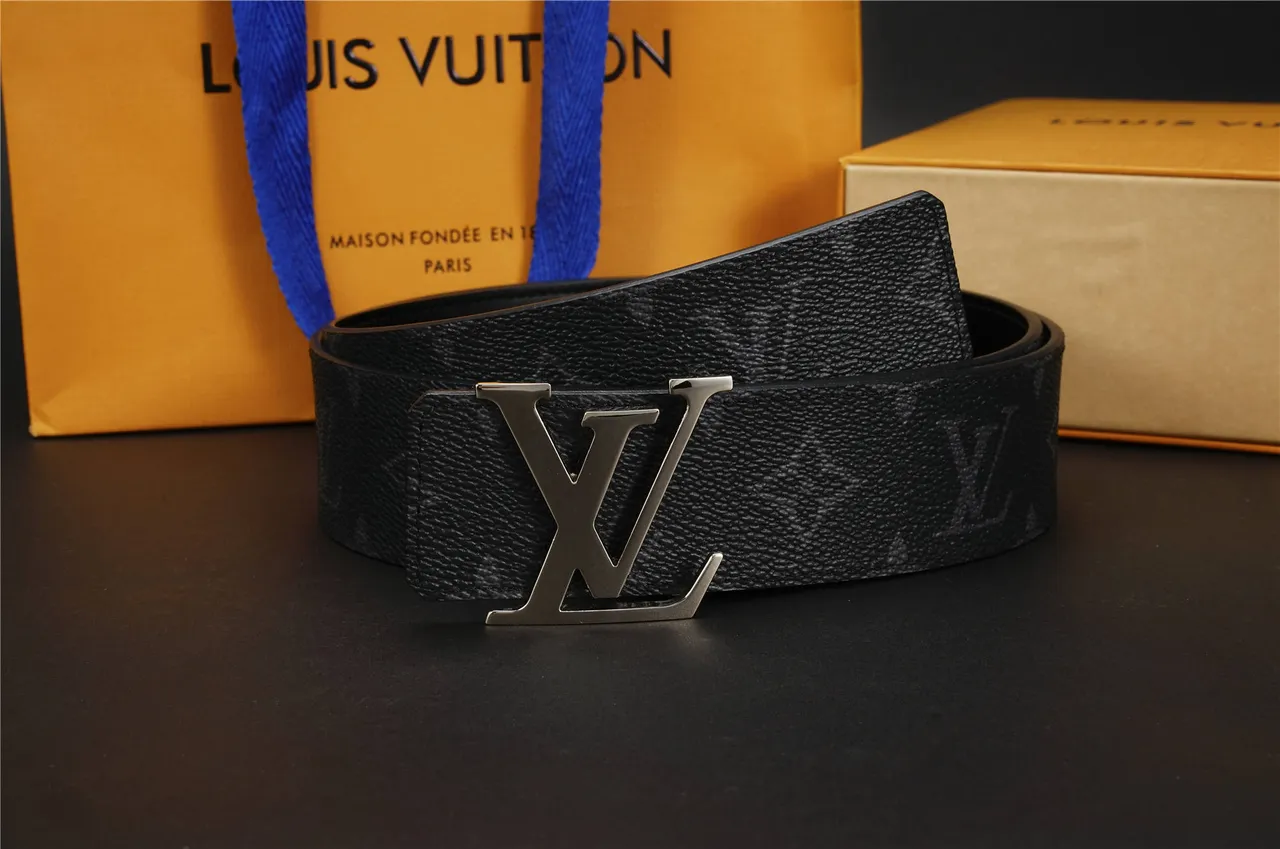 Louis Vuitton Black Silver Monogram-Coated Oversized Polished LV Buckle Leather Belt 2