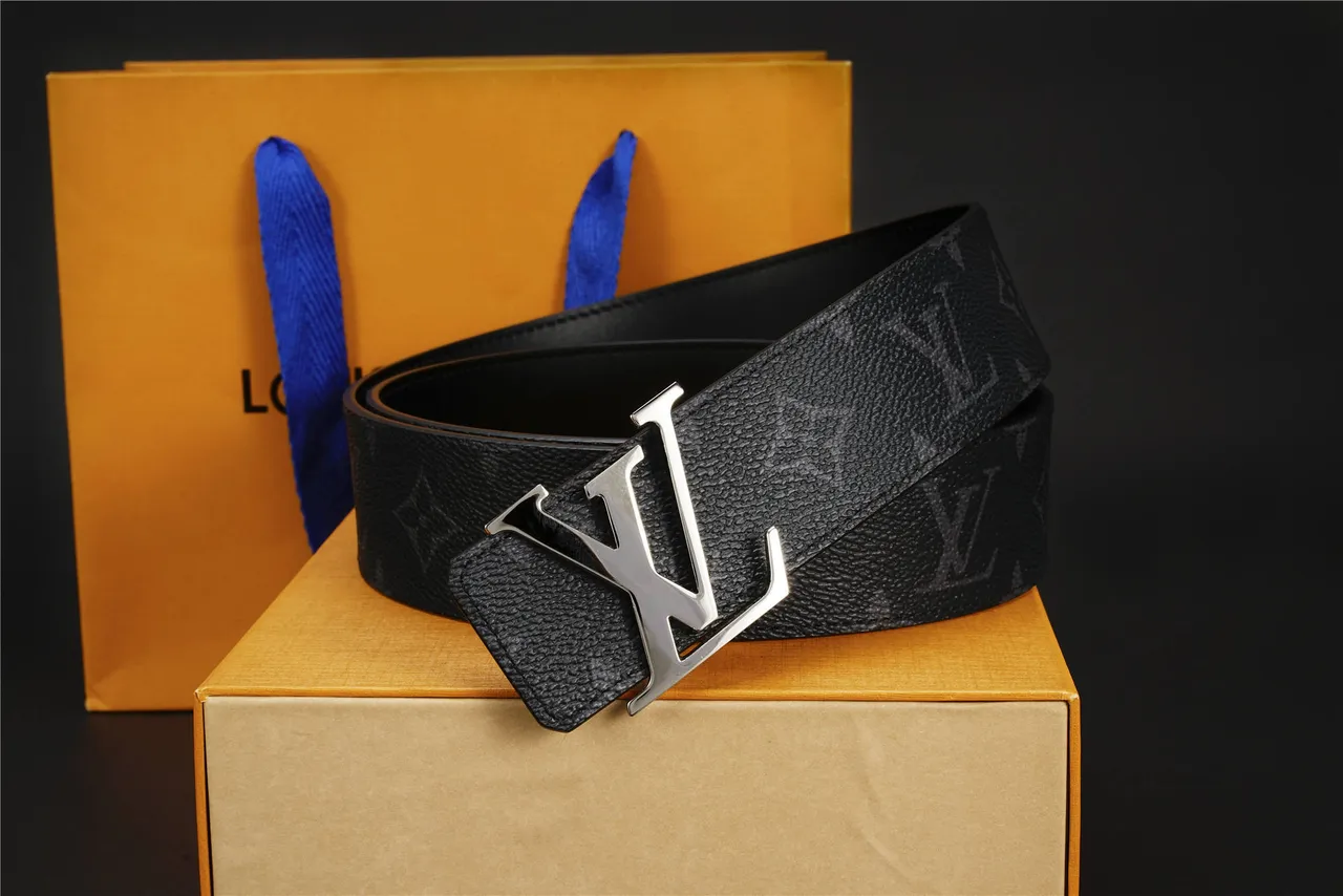 Louis Vuitton Black Silver Monogram-Coated Oversized Polished LV Buckle Leather Belt 4