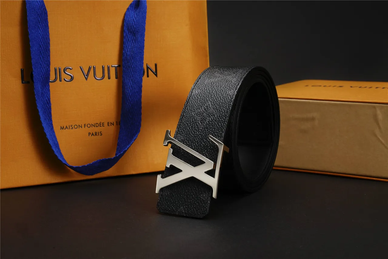 Louis Vuitton Black Silver Monogram-Coated Oversized Polished LV Buckle Leather Belt 7