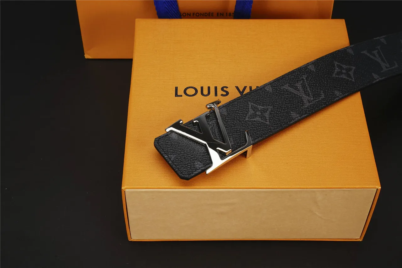 Louis Vuitton Black Silver Monogram-Coated Oversized Polished LV Buckle Leather Belt 8