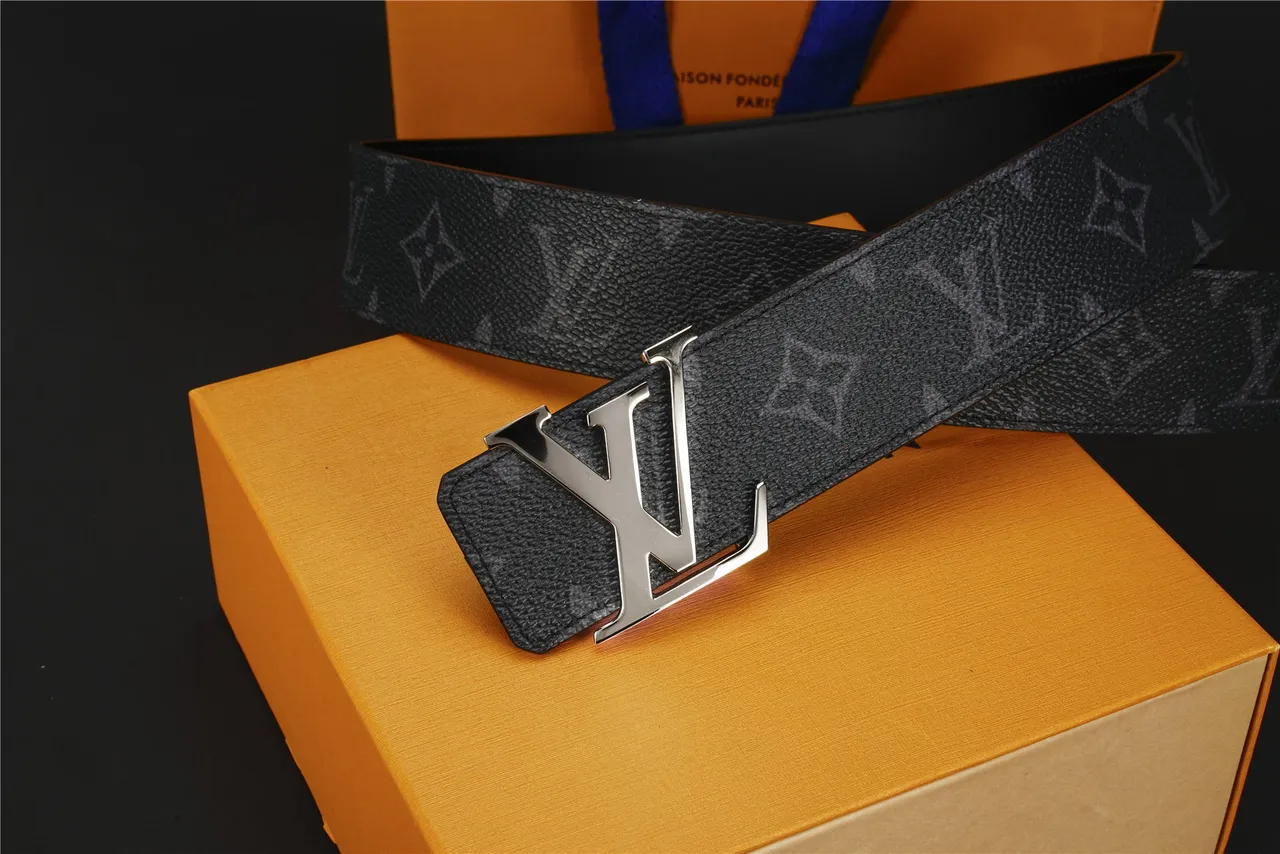 Louis Vuitton Black Silver Monogram-Coated Oversized Polished LV Buckle Leather Belt 10