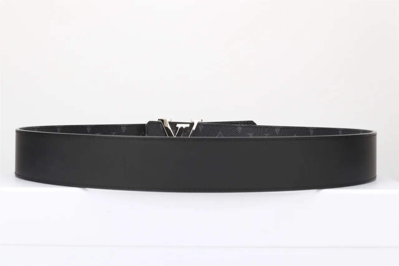 Louis Vuitton Black Silver Monogram-Coated Oversized Polished LV Buckle Leather Belt 17