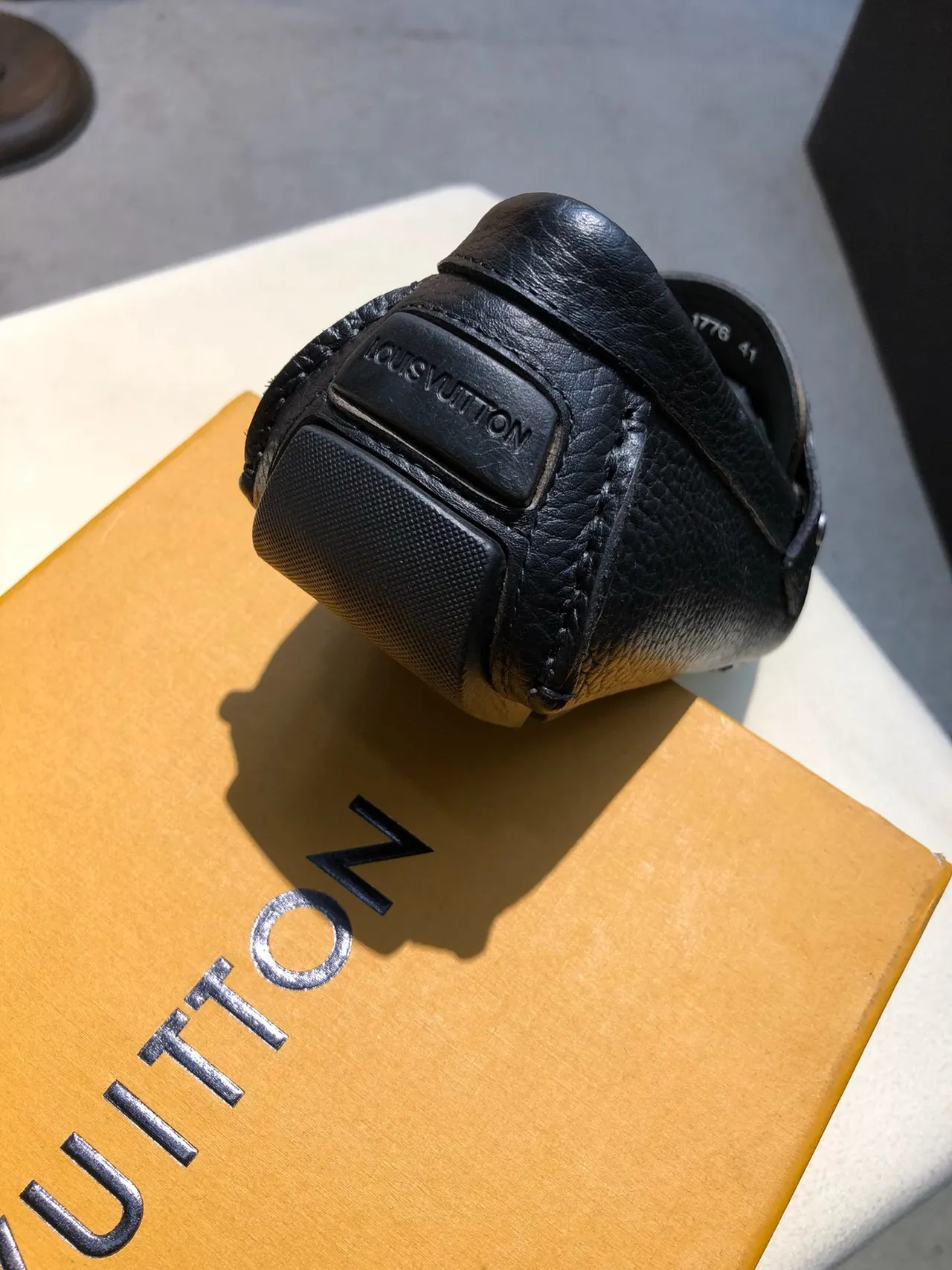 Louis Vuitton Black Silver Pebbled Leather Monogram Buckle Loafer 4