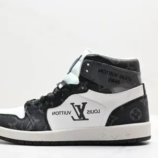Louis Vuitton Black White High-Top Monogram Leather Lifestyle Sneakers