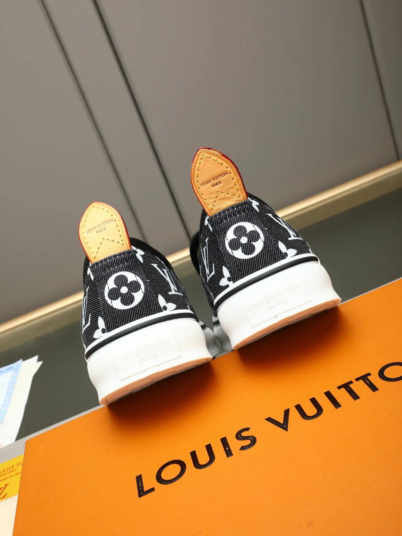 Louis Vuitton Black White Monogram Canvas Slip-On Lifestyle Sneakers 3
