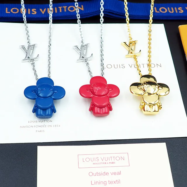 Louis Vuitton Blue Flower Character Pendant Necklace 3