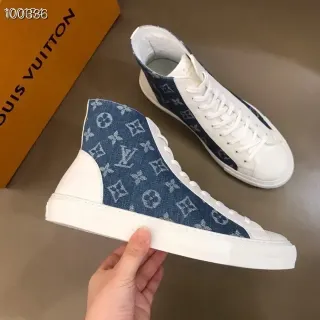 Louis Vuitton Zapatillas Lifestyle de Denim Monogrammed Azul y Blanco de Alto