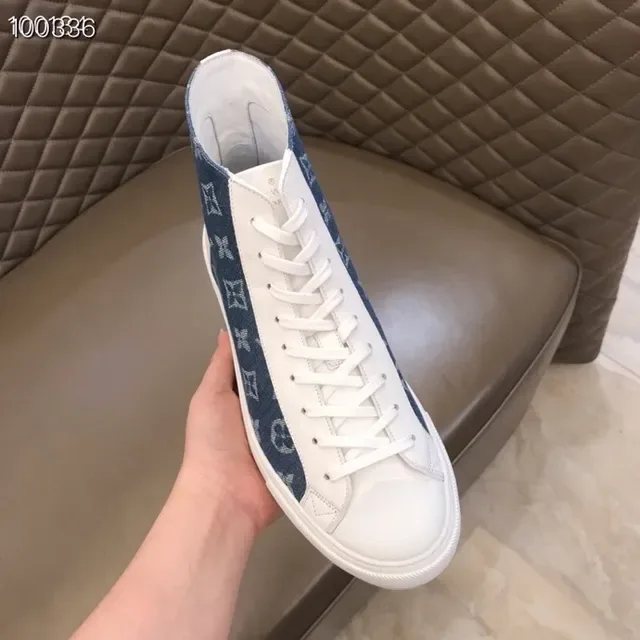 Louis Vuitton Blue White High-Top Monogrammed Denim Lifestyle Sneakers 3